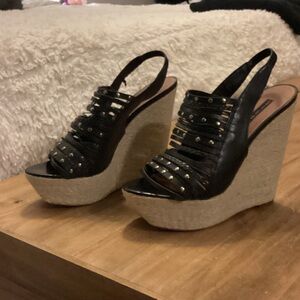 Steven By Steve Madden Black Studded Wedges